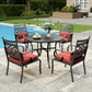 Sophia&William 5-Piece Outdoor Patio Dining Set Metal Cushioned Chairs and 37  Square Table Furnitre Set with 4  Cushion, Red