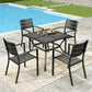 Sophia&William 5Pcs Patio Dining Set Outdoor Metal Stackable Chairs and Square Mesh-table top Table for 4