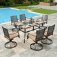 Sophia&William 7Pcs Patio Dining Set Outdoor Metal Swivel Chairs and Rectangular Table Furniture Sets for 6