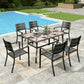 Sophia&William 7Pcs Patio Dining Set Outdoor Metal Stackable Chairs and Rectangular Table Furniture Sets for 6