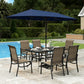 Sophia & William 7Pcs Outdoor Patio Dining Set with 13Ft Navy Blue Umbrella 22.6inch Highback Textilene Chairs and Metal Table Furniture Set for 6