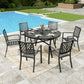Sophia & William 7 Piece Outdoor Patio Dining Sets Metal 54inch Round Table and Stackable Stackable Chairs Set for 6