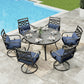 Sophia&William 7Pcs Outdoor Patio Dining Set for 6 Metal Swivel Chairs and 54  Round Table Set with Blue Cushion