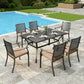 Sophia&William 7Pcs Patio Dining Set Outdoor Metal Padded Cushioned Chairs and Rectangular Table Furniture Sets with 3.2inch  Thick Beige Cushionfor 6