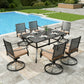 Sophia&William 7Pcs Patio Dining Set Outdoor Metal Padded Swivel Chairs and Rectangular Table Furniture Sets with 3.2inch  Thick Beige Cushionfor 6