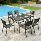 Sophia&William 7Pcs Patio Dining Set Outdoor Metal Stackable Chairs and Rectangular Table Furniture Sets for 6