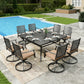 Sophia&William 9Pcs Patio Dining Set Outdoor Metal Swivel Chairs and 57.5inch  Square Table Furniture Sets with 3.2inch  Padded Cushion for 8