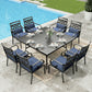 Sophia & William 9 Piece Outdoor Patio Dining Set 60  Square Table and Metal Cushioned Chairs Furniture Set for 8, Beige
