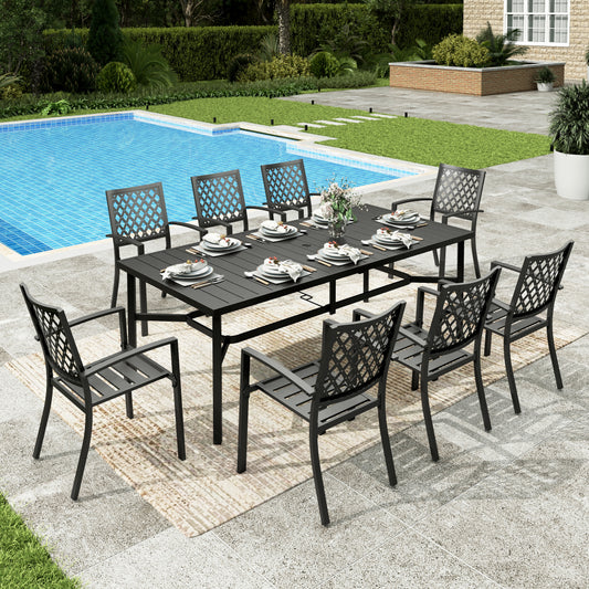 Sophia & William 9 Piece Patio Dining Set Outdoor Metal Table and Chairs Set Outside Furniture Set for 8
