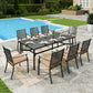 Sophia&William 9Pcs Patio Dining Set Outdoor Metal Cushioned Chairs and Rectangular Table Furniture Sets with 3.2inch  Padded Cushion for 8