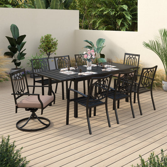 Sophia & William 9 Piece Outdoor Patio Dining Bistro Set 1 Retangular Table&8 Outdoor dining Chairs