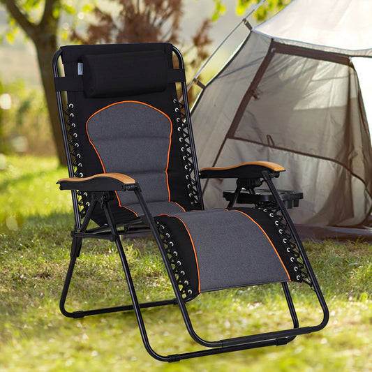 Sophia&William Oversized Outdoor Padded Zero Gravity Chair - Dark Gray and Black