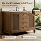 Sophia & William 48" Bathroom Vanity with Sink Freestanding Wood Bathroom Cabinet Vanity with 2 Doors of Adjustable Shlves, 1 Tip-out Drawers, 2 Pull-out Drawers and 1 Elevated Drawer, Hickory