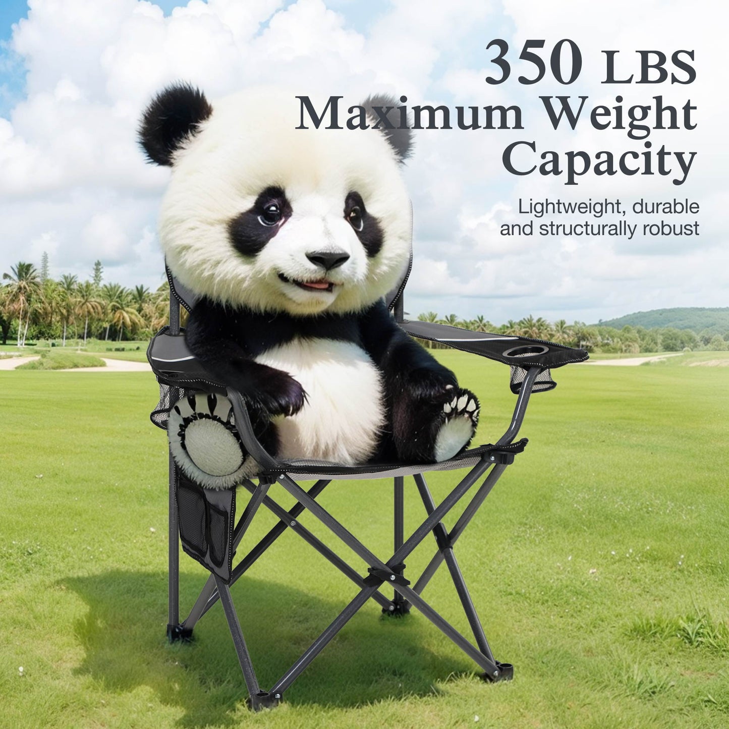 Sophia & William 2 Pack Oversized Camping Chair Portable Mesh Folding Chair with Cup Holder Supports Up to 450Lbs for Outdoor, Fishing, Beach, Backyard， Black