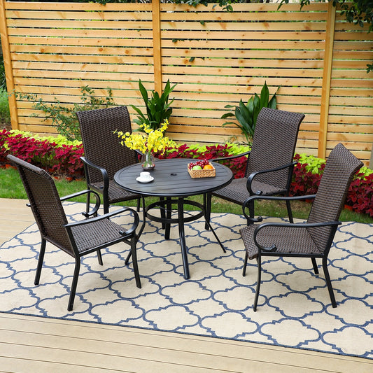Sophia & William 5 Pieces Wicker Rattan Patio Dining Set for 4 People