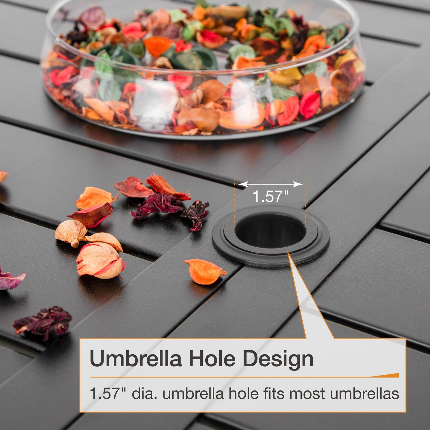 Sophia & William 8 Pieces Outdoor Patio Dining Set with 13 ft Beige Umbrella, Rattan Chairs & Metal Table for 6