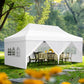 10'x 20' Easy Setup Pop Up Canopy with 4 Removable Sidewalls & Carrying Bag,4 Weight Bags - White