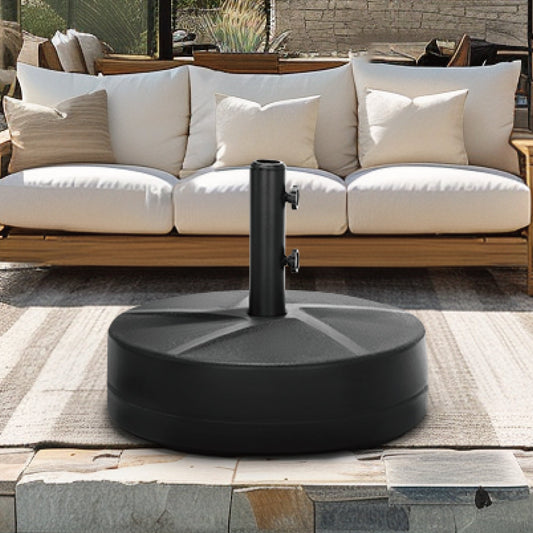Alpha Joy Outdoor Patio Fillable Round Umbrella Base Stand Holder for 1.5''/1.9'' Umbrella Pole, Black
