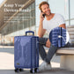 Alpha Joy Hard-shell ABS+PC Rolling Luggage 20" Carry-on Luggage with USB Port, Navy