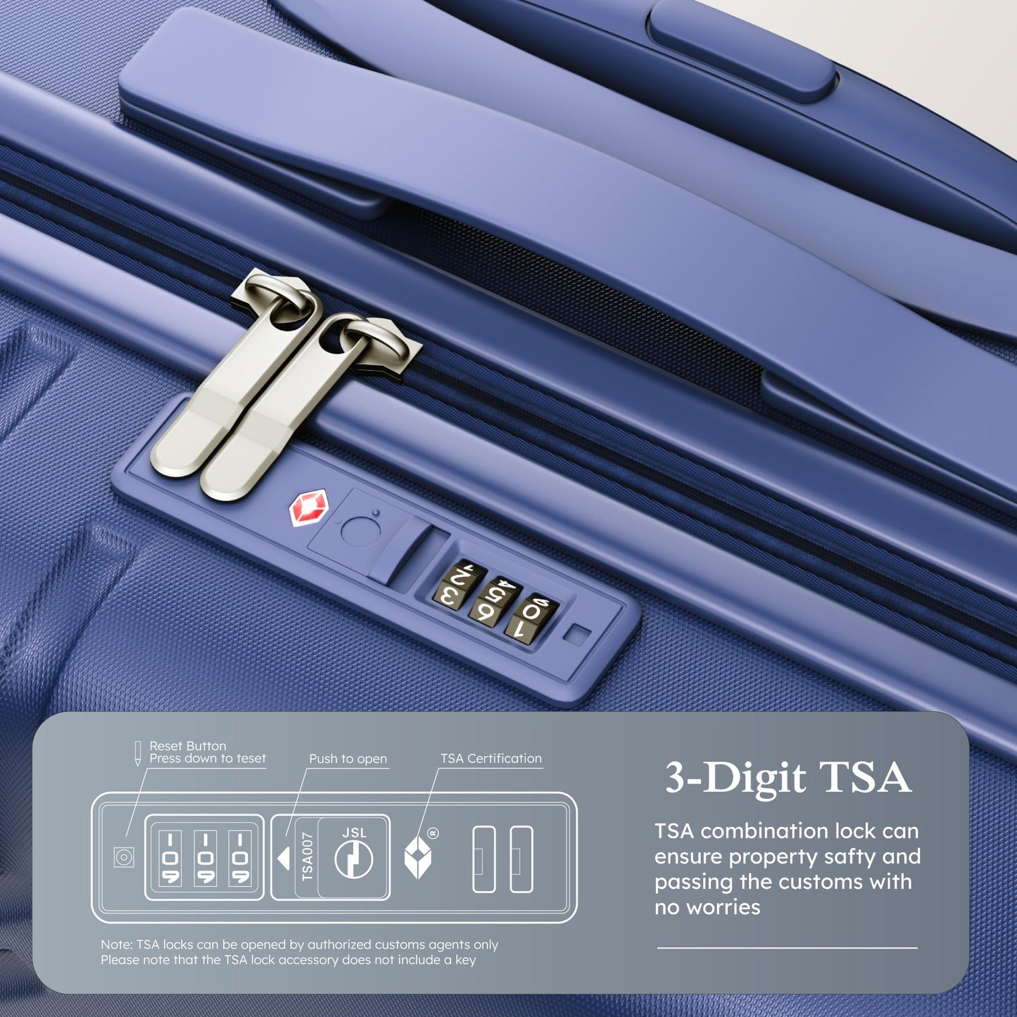Alpha Joy Hard-shell ABS+PC Rolling Luggage 20" Carry-on Luggage with USB Port, Navy