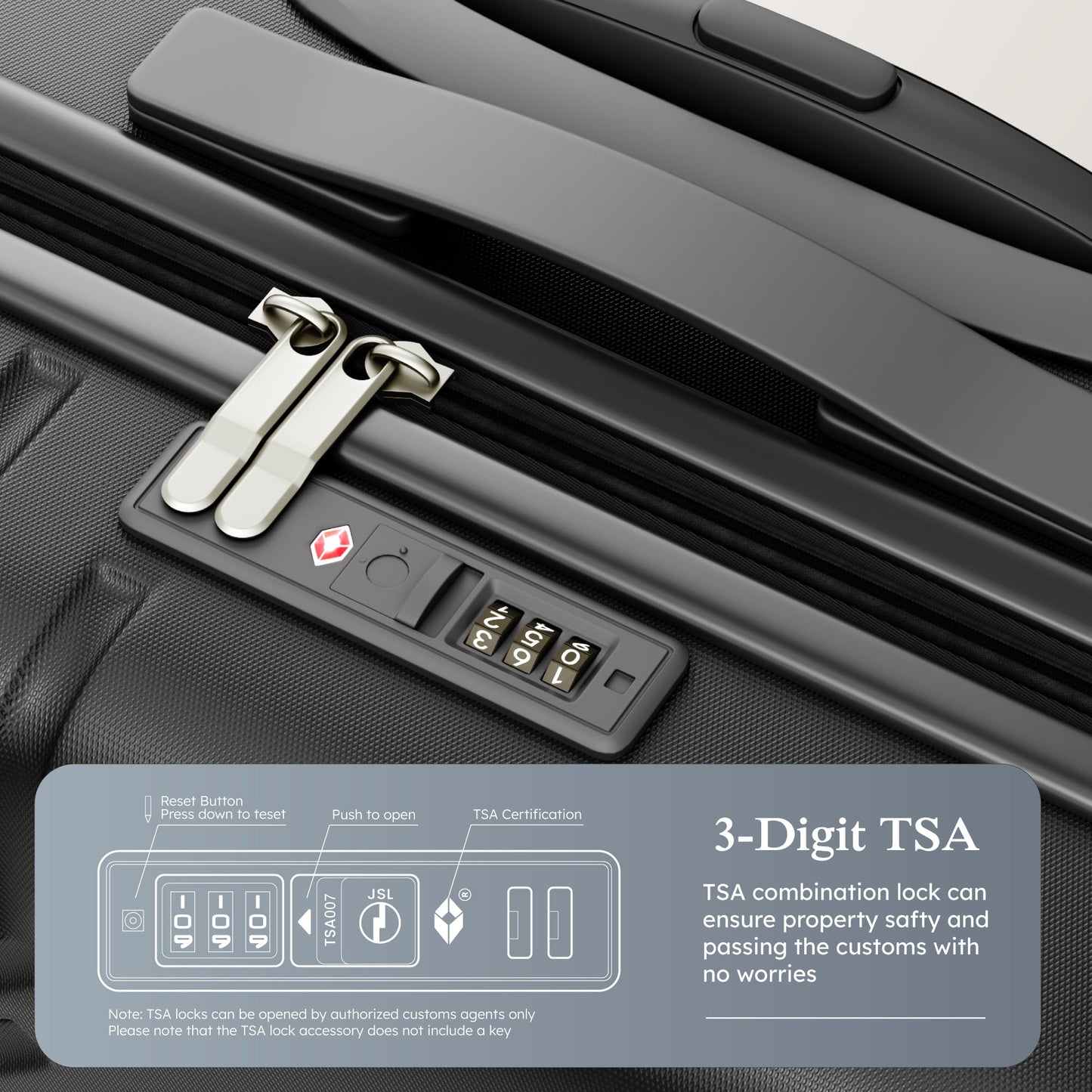 Alpha Joy Hard-shell ABS+PC Rolling Luggage 20" Carry-on Luggage with USB Port, Black