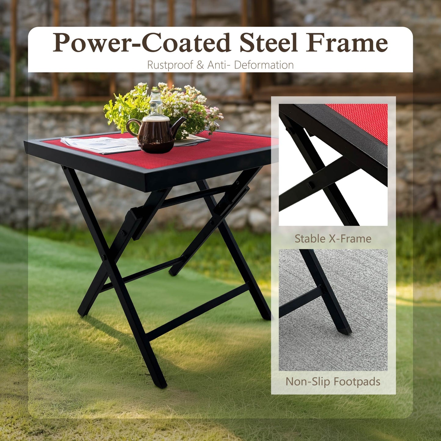 Sophia & William 18" Portable Outdoor Folding Side Table Patio End Table for Camping Garden