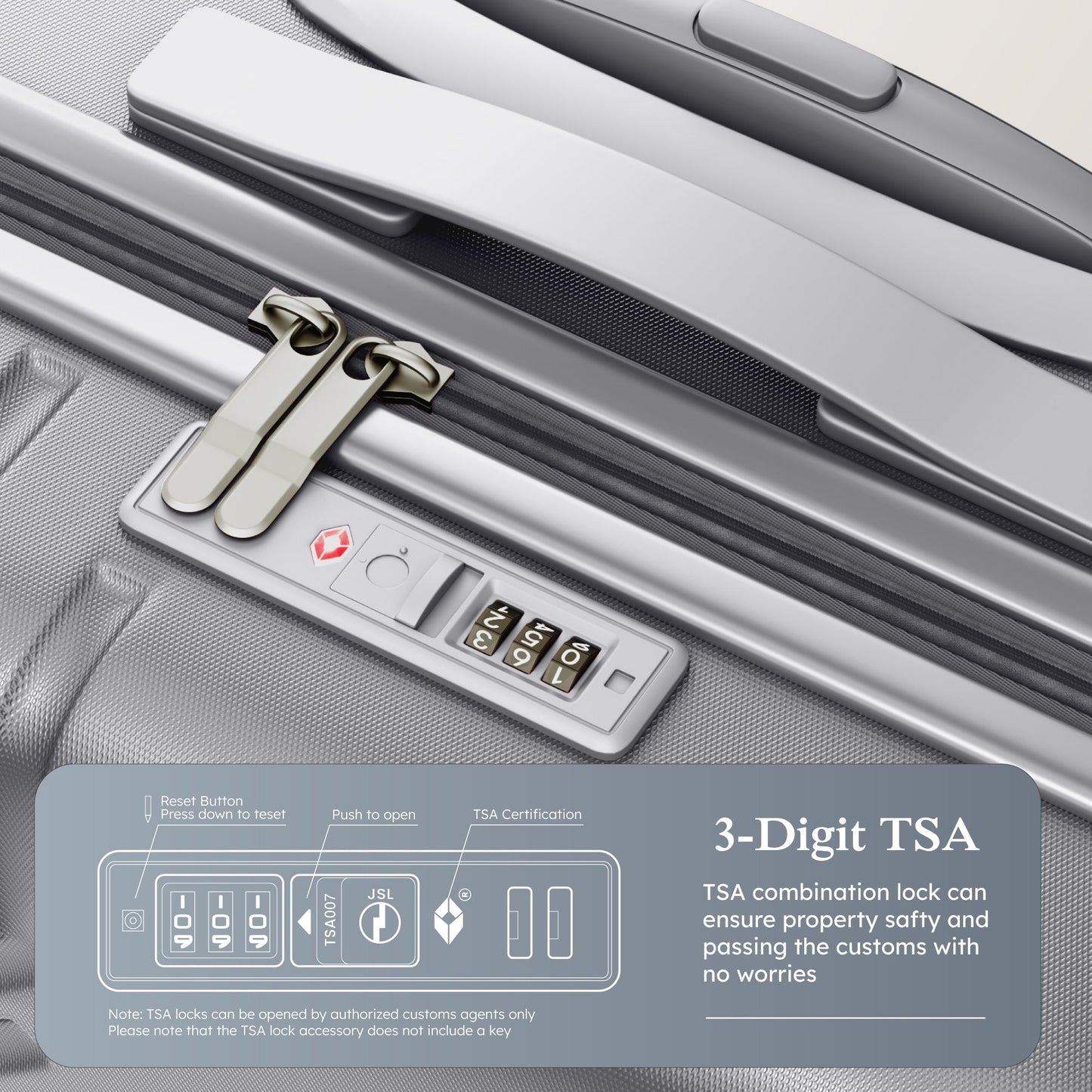 Alpha Joy Hard-shell ABS+PC Rolling Luggage 20" Carry-on Luggage with USB Port, Silver
