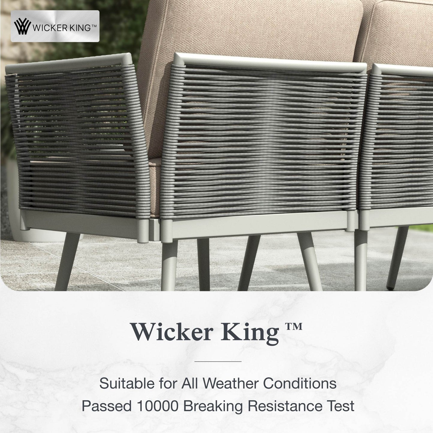 Sophia & William 4 Pieces Outdoor Patio Furniture Set 5-Seat Wicker Metal Patio Conversation Sofa Set with Classic Rope Rattan Style, Beige