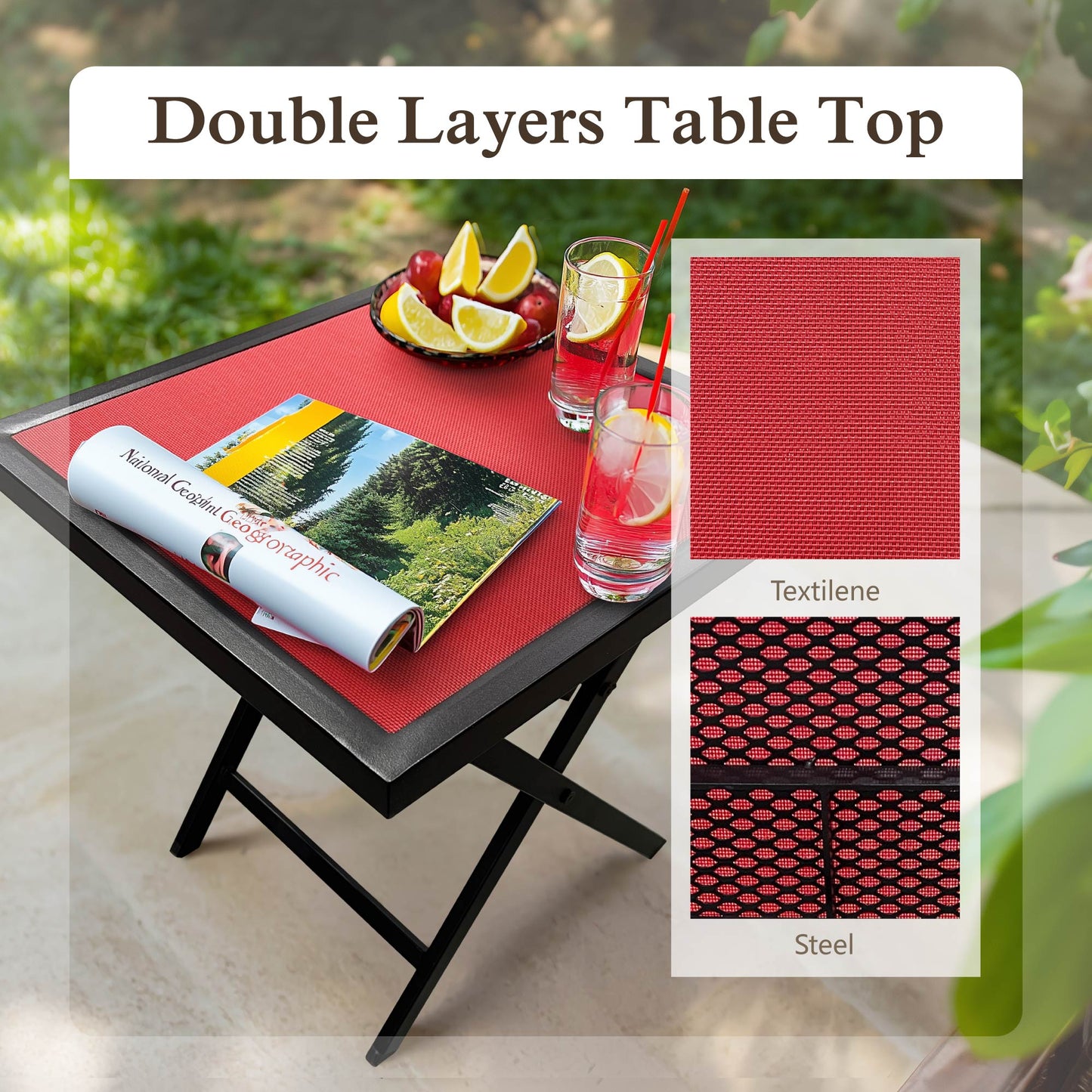 Sophia & William 18" Portable Outdoor Folding Side Table Patio End Table for Camping Garden