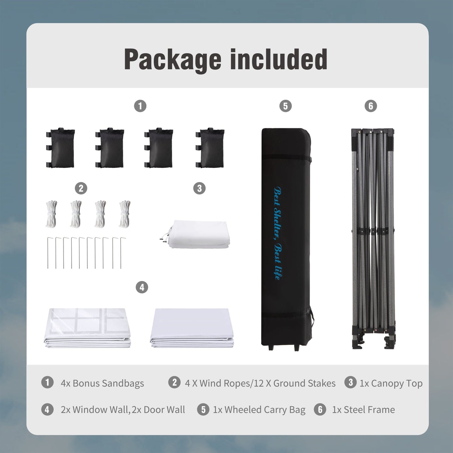 10'x 15' Easy Setup Pop Up Canopy with 4 Removable Sidewalls & Carrying Bag,4 Weight Bags - White