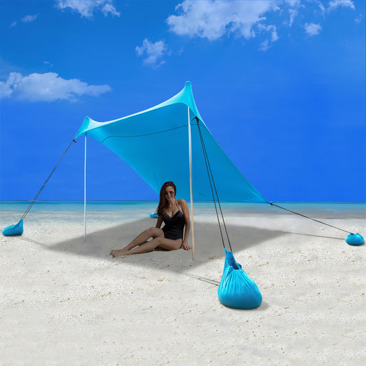 Sophia & William 7.6'x7.2' Sunshade Beach Tent UPF 50+ Sun Shelter Portable Canopy Beach Tent for 3-4 Person, Blue