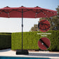 Sophia & William 15FT Outdoor Patio Umbrella Extra Large Double-Sided Garden Umbrella with Crank Handle, Red
