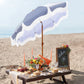 Alpha Joy 7FT Outdoor Parasol Beach Umbrella Fiberglass Ribs Umbrella with Tassel, Navy Blue Strips