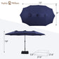 Sophia & William 15ft Patio Umbrella with Lights (Base Included), Extra Large Outdoor Double-sided Umbrella, Navy
