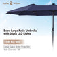 Sophia & William 15ft Patio Umbrella with Lights (Base Included), Extra Large Outdoor Double-sided Umbrella, Navy