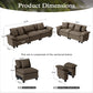Sophia&William Sectional Sofa Sets, Oversized Cloud Couch Sofa Set 5-Seater Chenille Modular Sofa with 5 Pilliows & Deep Seat for Living Room, Grayish Brown