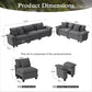 Sophia&William Sectional Sofa Sets, Oversized Cloud Couch Sofa Set 5-Seater Corduroy Modular Sofa with 5 Pilliows & Deep Seat for Living Room, Gray