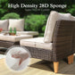 Alpha Joy 10 Pieces Outdoor Conversation Set with 56" Fire Pit Table Wicker Half-Moon Patio Furniture, Beige