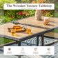 Sophia&William 7Pcs Patio Dining Set Outdoor Metal Padded Cushioned Chairs and Rectangular Wooden-like Tabletop Table Furniture Sets for 6