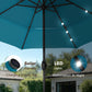 Alpha Joy 10ft 3 Tier Auto-tilt Outdoor Patio Umbrella Beach Garden Double Vented Table Umbrella with Solar Lights, Cerulean