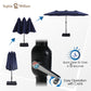 Sophia & William 15ft Patio Umbrella with Lights (Base Included), Extra Large Outdoor Double-sided Umbrella, Navy