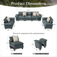 Sophia&William 123.6inchL Modular Sectional Sofa Sets, Oversized Chenille Cloud Couch Set 5-Seat 24.4inchW Deep Sofa Sectional with 5 Throw Pillows for Living Room,Blue