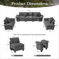 Sophia&William 123.6"L Modular Sectional Sofa Sets, Modern Corduroy Cloud Couch 5-Seat 24.4"W Sofa Sectional with Pillows for Living Room,Gray