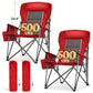 Sophia & William 2-Pack Oversized Camping Chair Heavy Duty High Back Camping Chairs 500lbs Capacity Folding Lawn Chairs with Cup Holder, Portable for Outdoor, Beach and Picnic, Red