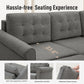 Sophia & William 102.2"L Modular Sectional Sofa with Storage Modern L-shaped Linen Couch with Ottoman & 5.1" Thicken Gray Cushions for Living Room, Bedroom