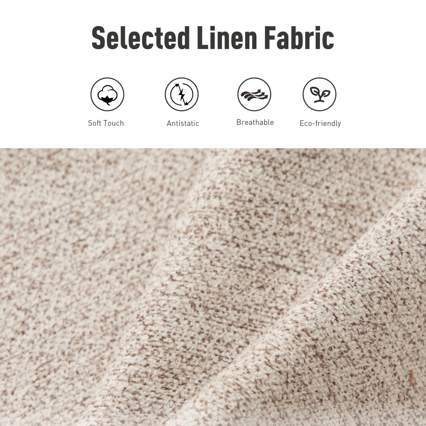 Sophia & William Modular Sectional Sofa with Storage 3 Seat Modern Linen Couch with Ottoman for Living Room, Bedroom, Beige