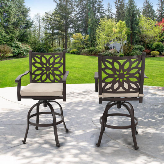 Sophia & William Patio Outdoor Swivel Bar Stools with Seat Cushion Set of 2