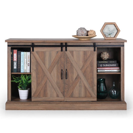 Sophia & William Farmhouse Sliding Barn Door TV Stand for TVs up to 55", Burlywood