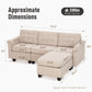 Sophia & William Modular Sectional Sofa with Storage 3 Seat Modern Linen Couch with Ottoman for Living Room, Bedroom, Beige