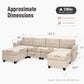 Sophia & William Modular Sectional Sofa with Storage 4 Seat Modern U-shaped Linen Couch with Ottomans & 5.1" Thicken Beige Cushions for Living Room, Bedroom